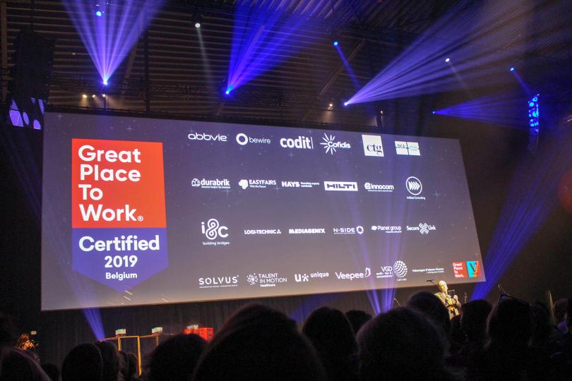 Bouwbedrijf DCA op het Great Place To Work gala in Brussel