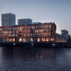 Digitale illustratie van het toekomstbeeld op de zwevende appartementen van Montevideo Residence