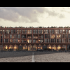 Digitale illustratie van het toekomstbeeld op de zwevende appartementen van Montevideo Residence