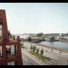 Digitale illustratie van het toekomstbeeld op de zwevende appartementen van Montevideo Residence