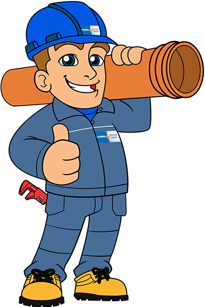 Veiligheidsmascotte VIC voor Technidil met PVC rioleringsbuis